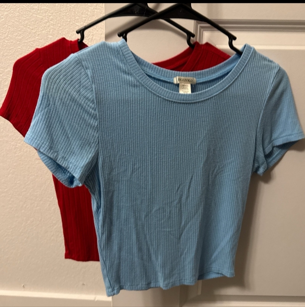 Bundle Bozzolo Ribbed Top Red & Blue Size Small